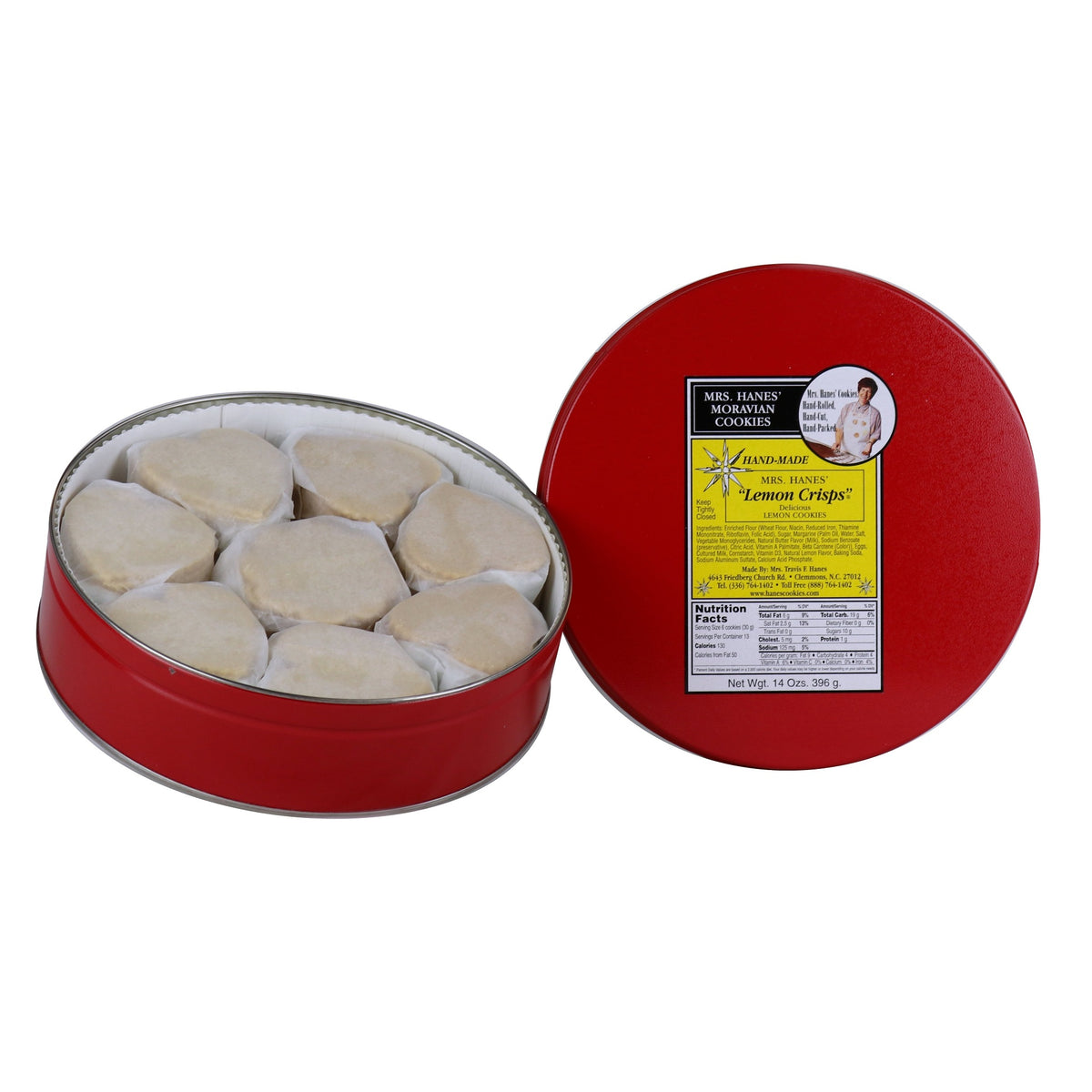 14 oz Tin of Lemon Crisps – Mrs. Hanes' Moravian Cookies