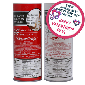 Two Tubes of Moravian Cookies (Ginger & Sugar) with Valentine Labels