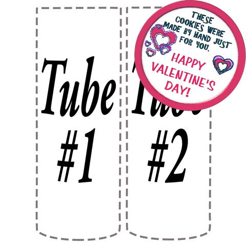Pair of tubes with Valentine Labels